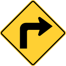 W1-1R Turn Warning Sign
