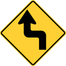W1-3R Reverse Turn Warning Sign