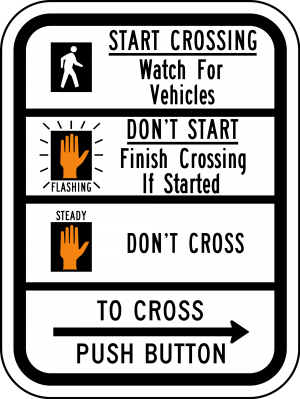 R10-3b Pedestrian Traffic Signal Relevant Regulatory Sign