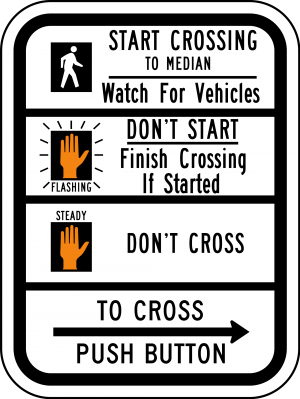 R10-3d Pedestrian Traffic Signal Relevant Regulatory Sign