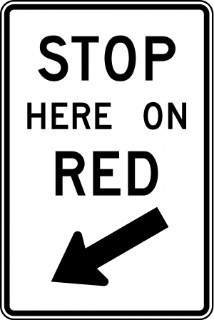 R10-6 Stop Here On Red Regulatory Sign