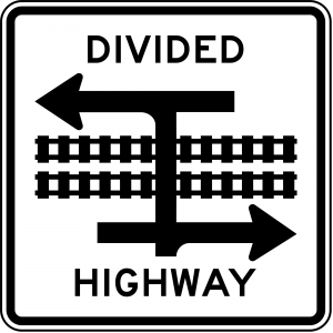 R15-7a Light Rail Divided Highway Symbol Regulatory Sign