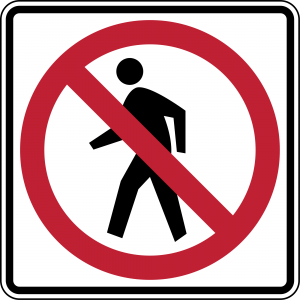 R9-3a No Pedestrian Crossing Regulatory Sign