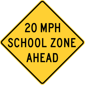 S4-5a Reduced Speed 20 MPH School Zone Ahead Sign