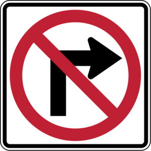R3-1 Right Turn Prohibition Regulatory Sign
