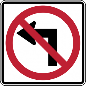 R3-2 Left Turn Prohibition Regulatory Sign