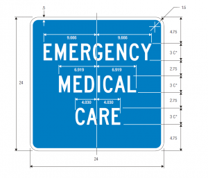 D9-13c Emergency Medical Care Guide Sign Spec