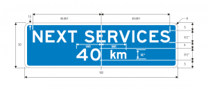D9-17 Next Services XX Km (Metric) Guide Sign Spec