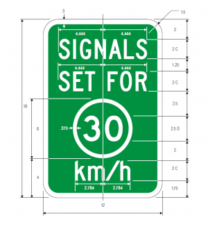 imgI1-1 Traffic Signal Speed Metric Guide Sign Spec