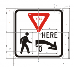 R1-5R Yield Here To Pedestrians Regulatory Sign Spec