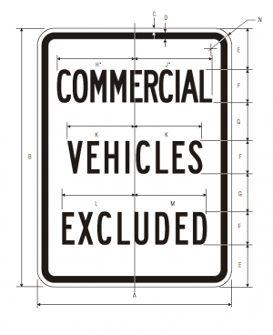 R5-4 Commercial Vehicles Excluded Regulatory Sign Spec