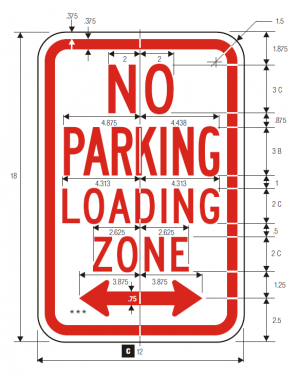R7-6 No Parking Regulatory Sign Spec