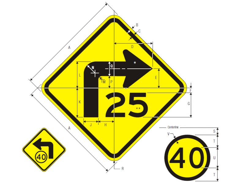 W1-1a L Metric - Signs & Safety Devices