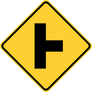 W2-2R Side Road Warning Sign