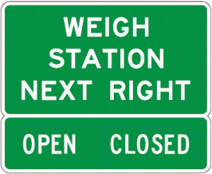 D8-2 Weigh Station Next Right Open Closed Guide Sign