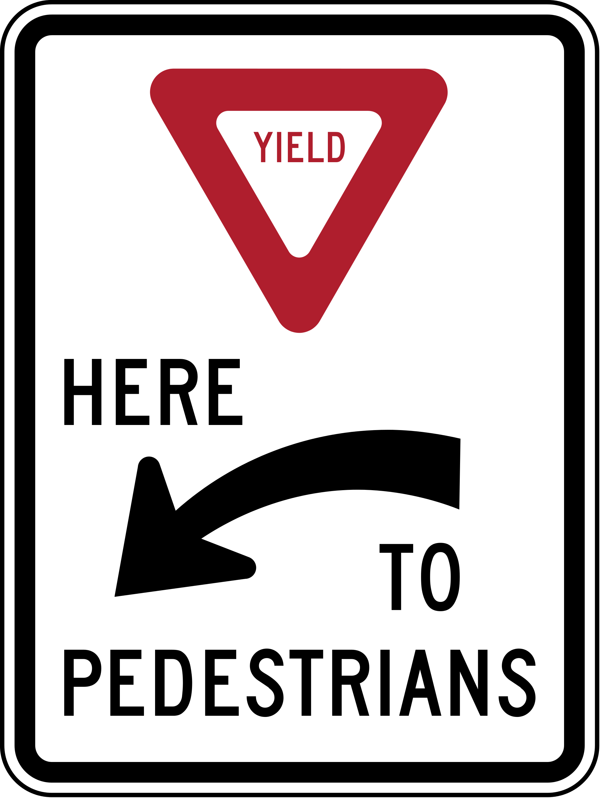 R1-5aL Yield Here To Pedestrians Regulatory Sign