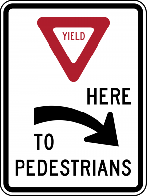 R1-5aR Yield Here To Pedestrians Regulatory Sign