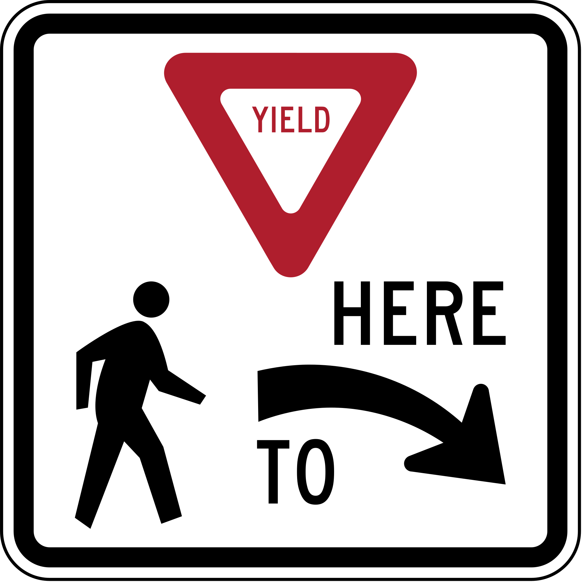 R1-5R Yield Here To Pedestrians Regulatory Sign