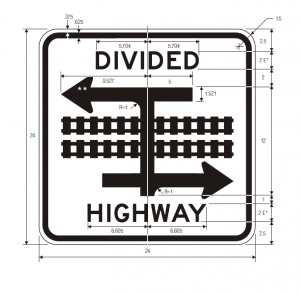 R15-7a Light Rail Divided Highway Symbol Regulatory Sign Spec