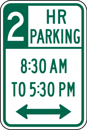 R7-108 No Parking Time 2 Hr Regulatory Sign