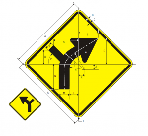 W1-10R Horizontal Alignment Warning Sign Spec